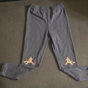 Unicorn Print Kids Leggings - Gray